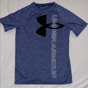 Under Armour Blue and Black Short Sleeve Tee Size YM